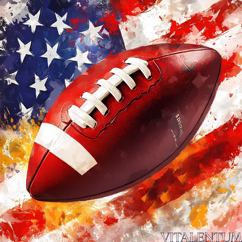 American Football and USA Flag Artwork AI Image