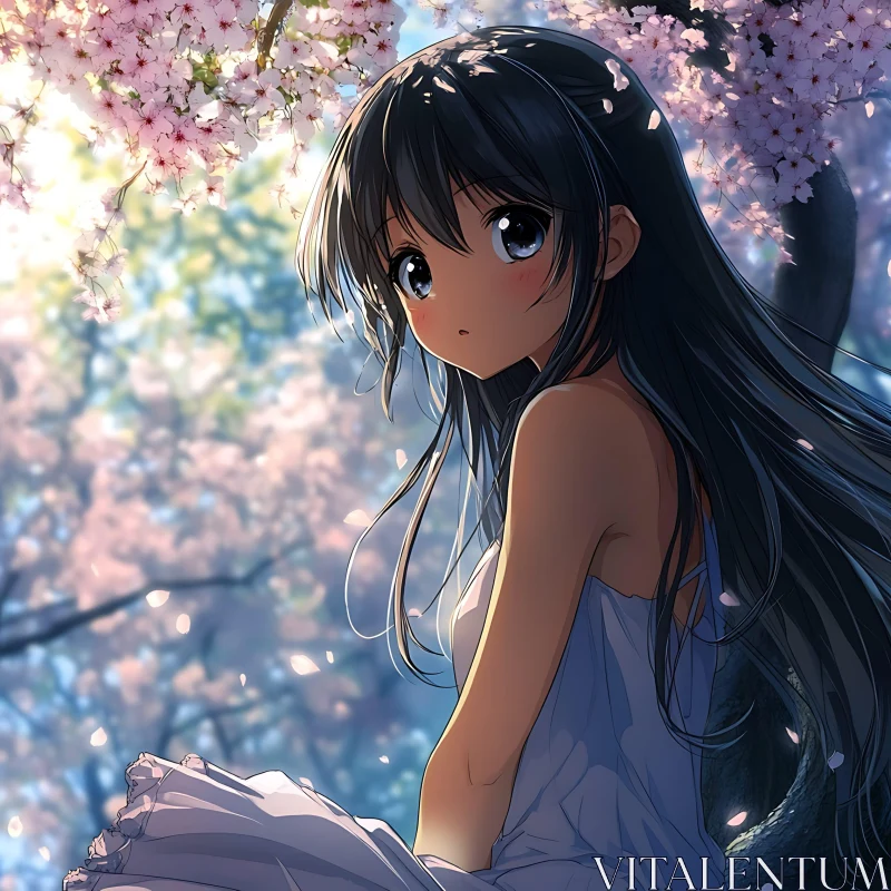 Tranquil Springtime Anime Scene AI Image