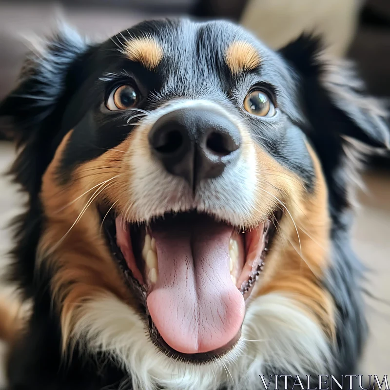 Joyful Dog Close-Up with Tongue Out AI Image