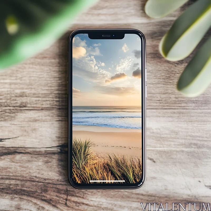 Mobile Beach View AI Image