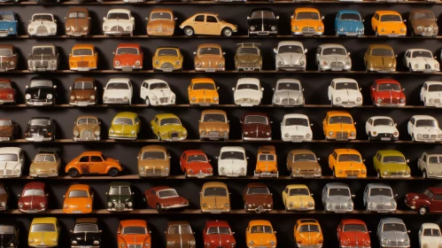 Captivating Display of Toy Cars in Dark Brown and Amber
