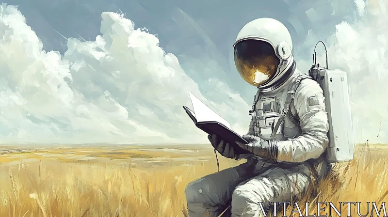 AI ART Contemplative Astronaut in Golden Field