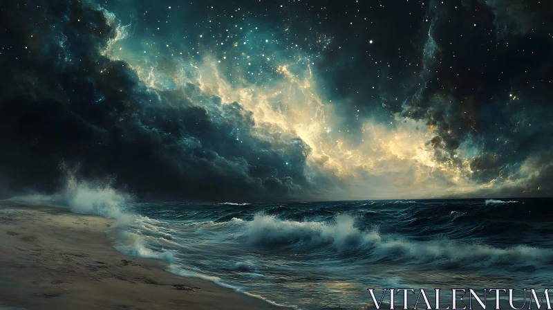 AI ART Celestial Seascape at Night