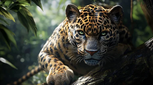 Resting Jaguar in Jungle