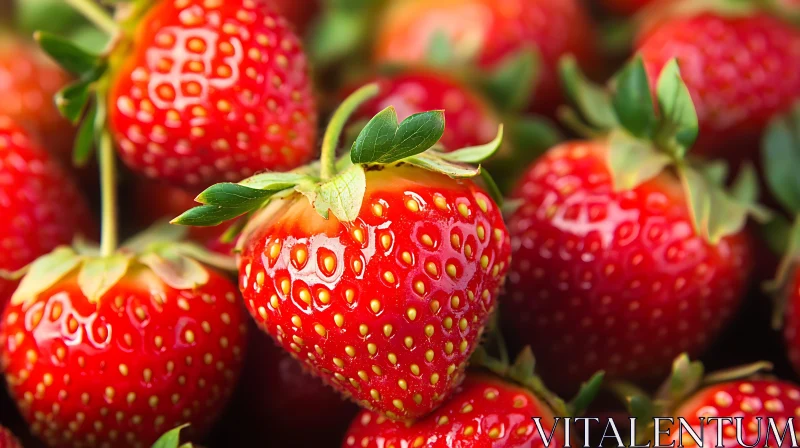 Close-up of Fresh Red Strawberries AI Image