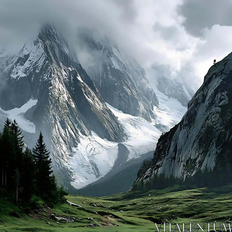 AI ART Misty Peaks and Verdant Valley View