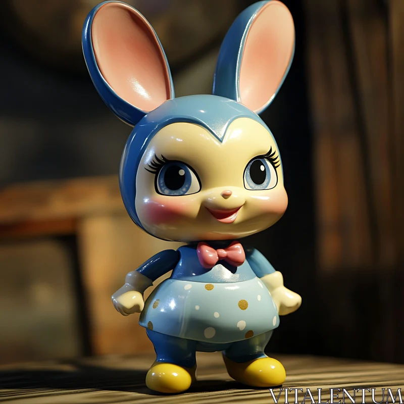 AI ART Charming Blue Rabbit Doll Toy