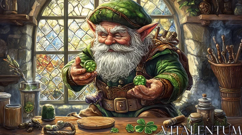 Leprechaun's Workshop: A Scene of Irish Craft AI Image