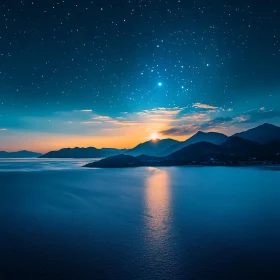 Evening Seascape with Starry Sky