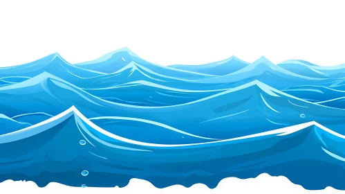 Stylized Blue Water Waves Art