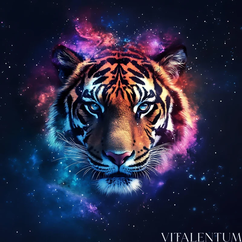 Tiger in Space Art - Galaxy Animal AI Image