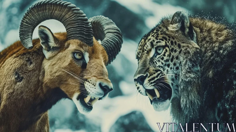 Wild Conflict: Goat vs Tiger AI Image