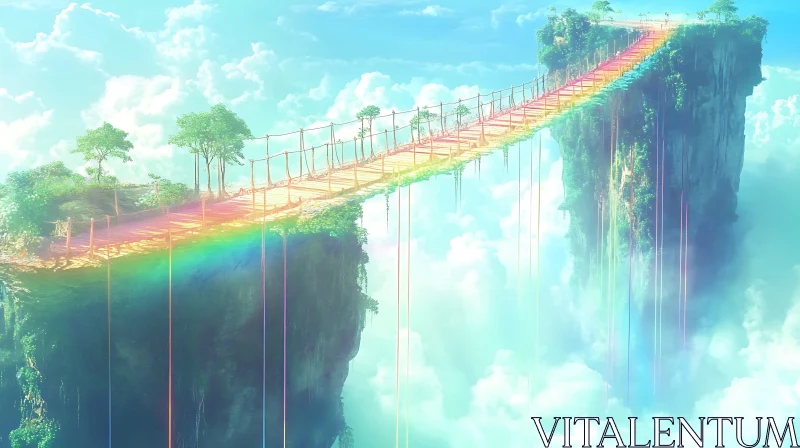 Whimsical Rainbow Bridge in Dreamlike Sky AI Image