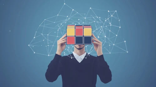 Colorful Cube with Network Background