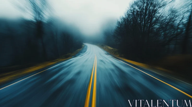 Foggy Road Trip AI Image