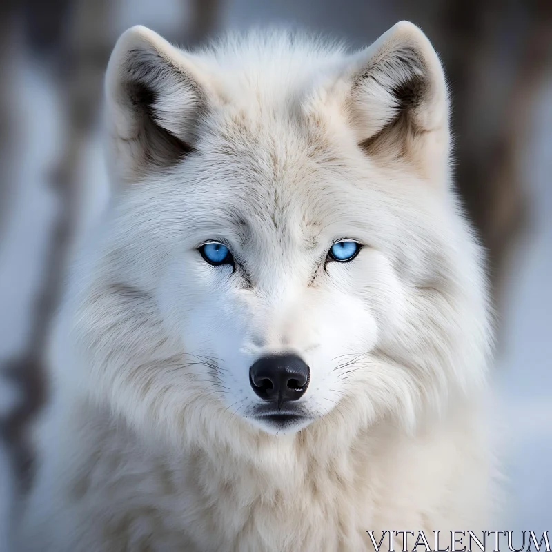 AI ART Arctic Wolf Portrait with Intense Gaze