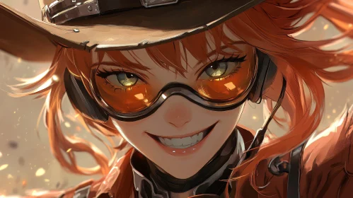 Vivid Anime Character Smiling in Goggles