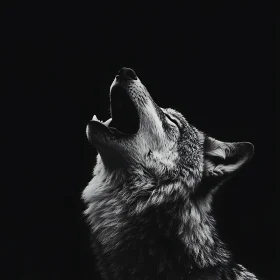 Wolf Howling Monochrome