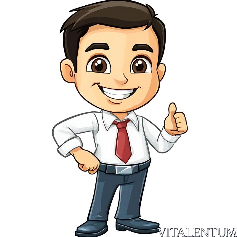 AI ART Cartoon Businessman Giving Thumbs Up