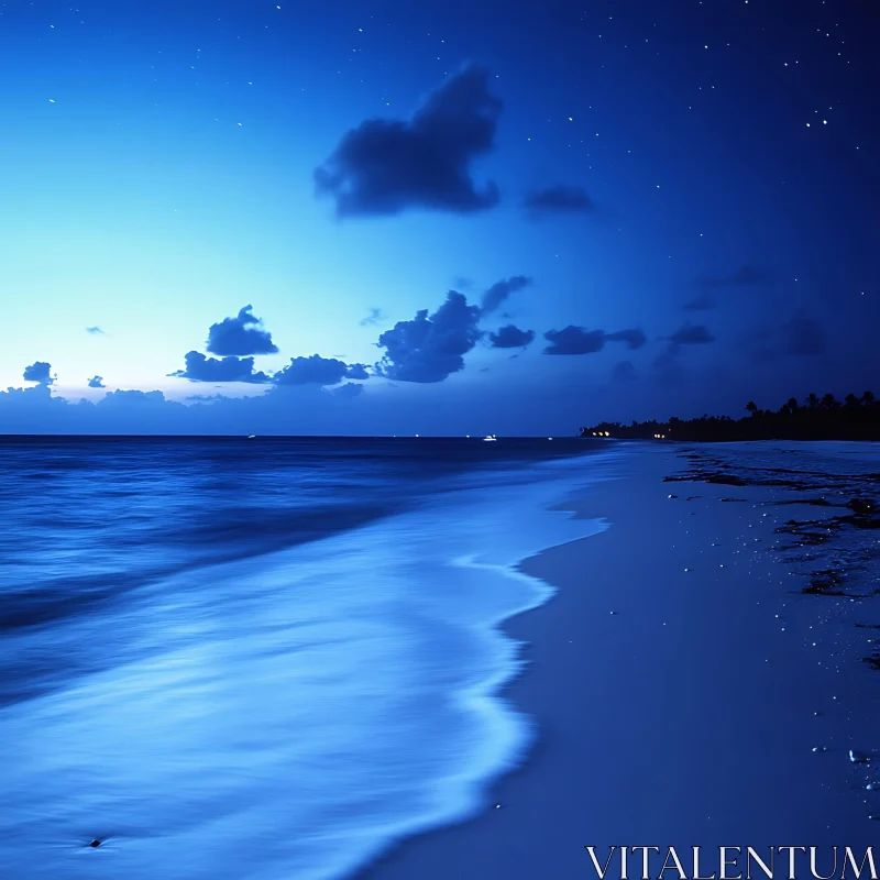 Night Ocean View AI Image