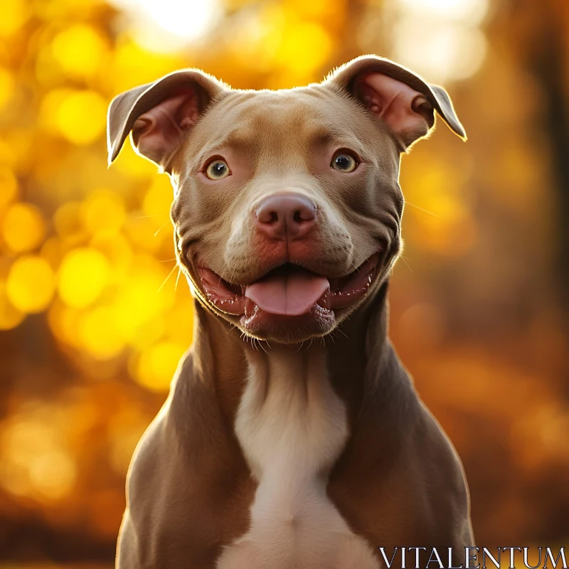 Happy Dog in Golden Autumn AI Image