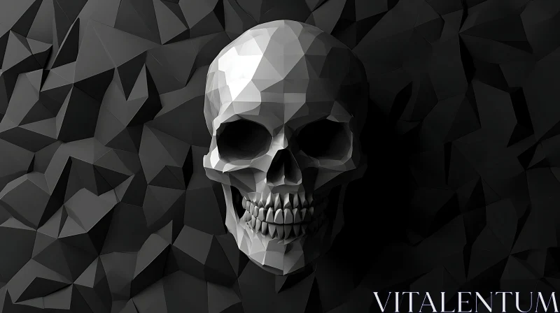 AI ART Monochrome Skull Geometry