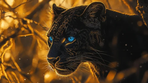 Panther Portrait in Golden Light