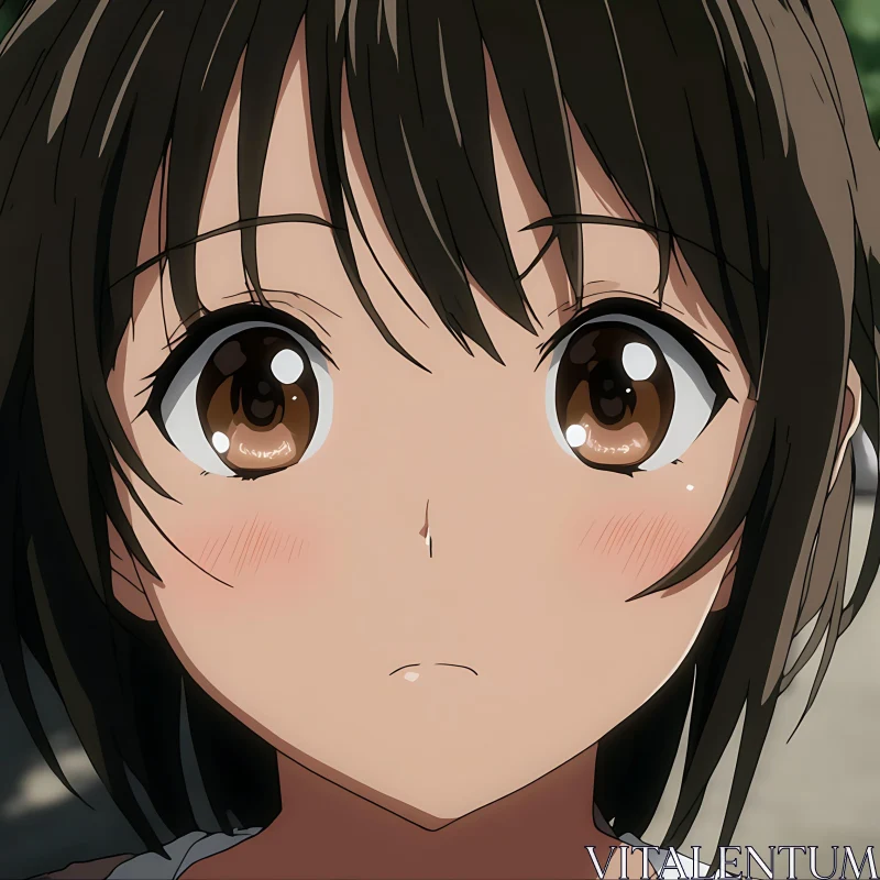 Surprised Anime Girl with Blush and Short Hair AI Image