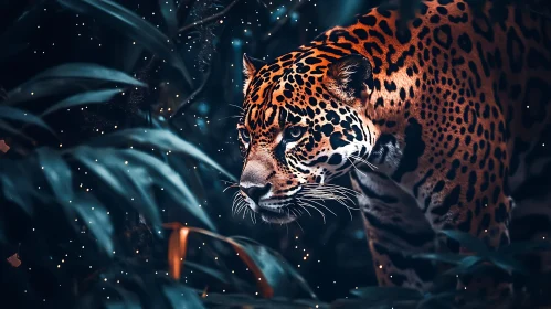Stealthy Jaguar Among Leaves