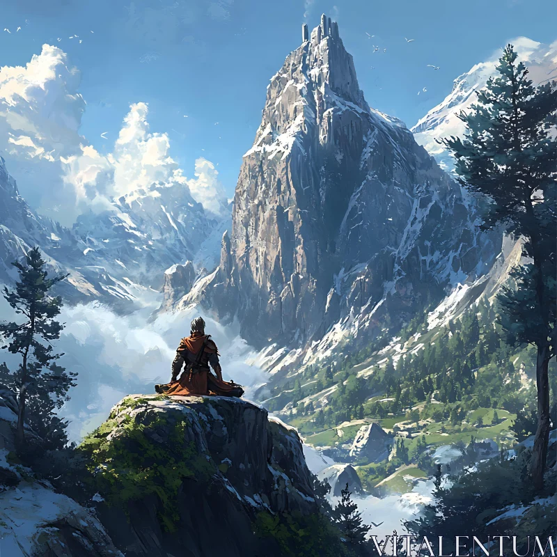 Peaceful Mountain Meditation AI Image