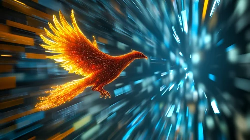 Fiery Bird in Flight