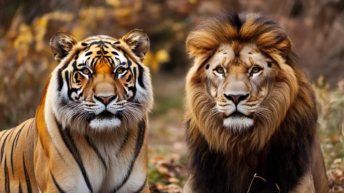 Portrait of a Lion and a Tiger
