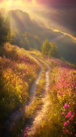 Meadow Pathway with Sunbeams