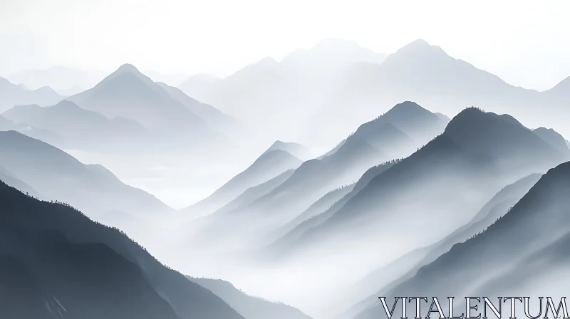 AI ART Serene Mountain View in Blue Hues