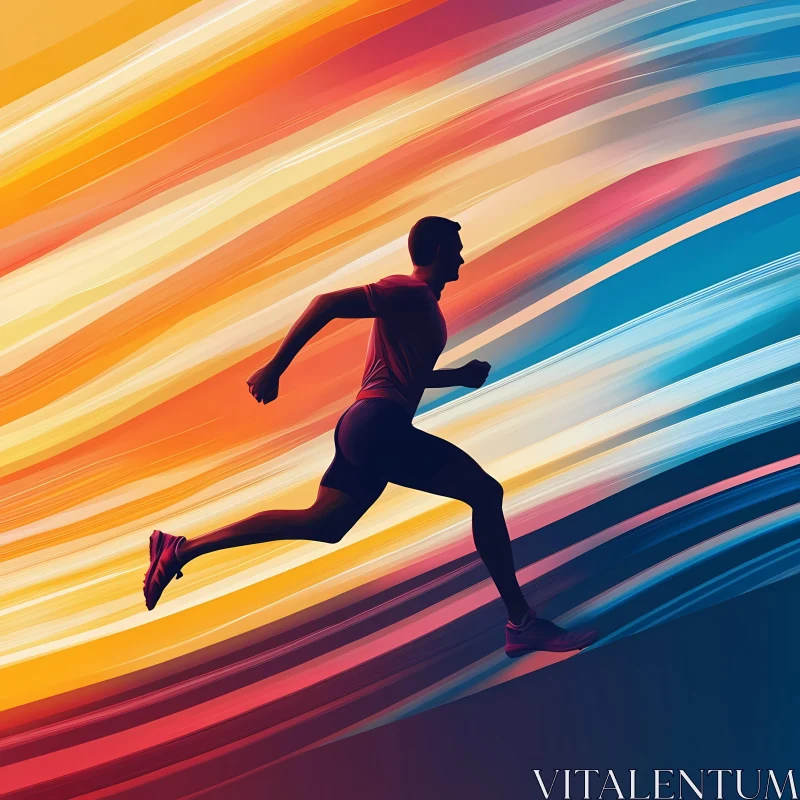 AI ART Energetic Runner Silhouette in Colorful Motion