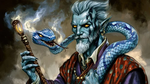 Mystical Snake Wizard Fantasy Character