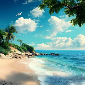 Peaceful Beach Scene with Turquoise Water