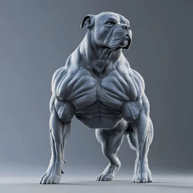 Powerful Dog Sculpture with Muscular Detail