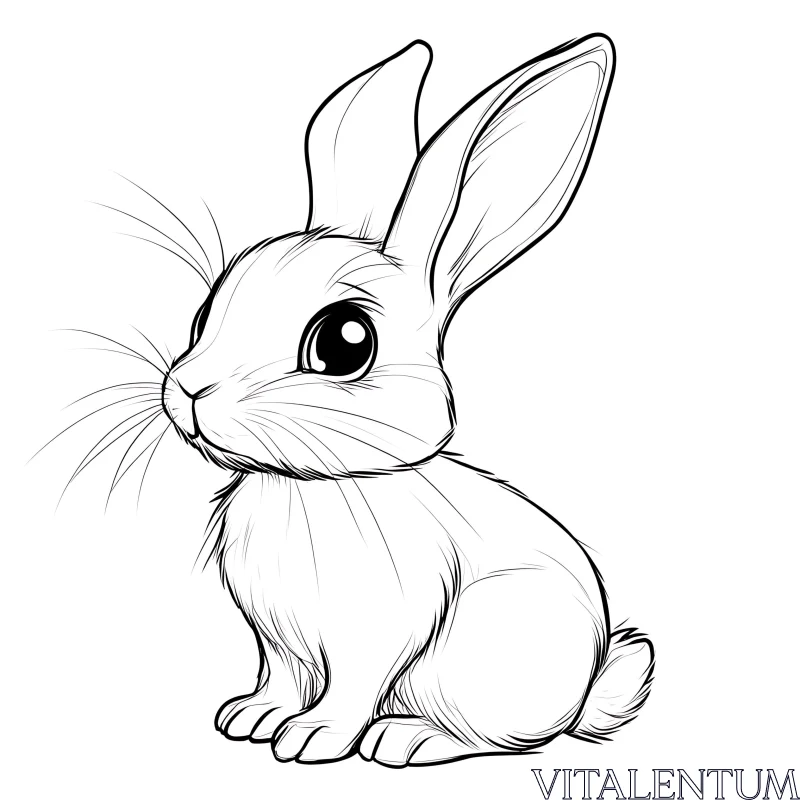 Elegant Line Art: A Bunny Portrait AI Image