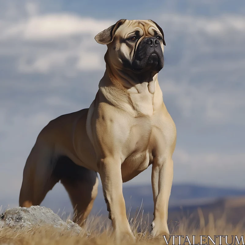 Noble Bullmastiff in Nature AI Image