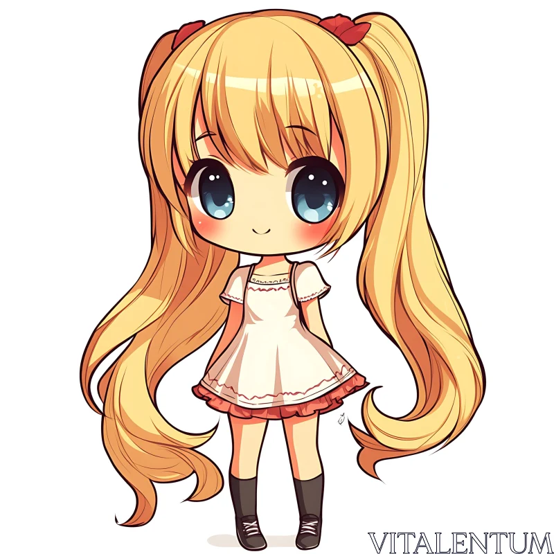 Adorable Chibi Girl Illustration AI Image