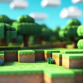 Pixelated 3D Nature Landscape