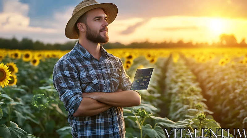 Agricultural Technology in Sunflower Field AI Image