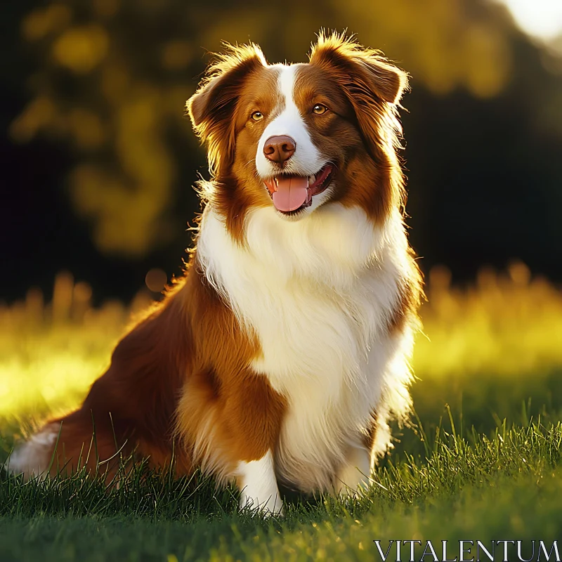 Australian Shepherd Dog in Warm Sunlight AI Image