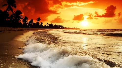 Golden Beach at Sunset