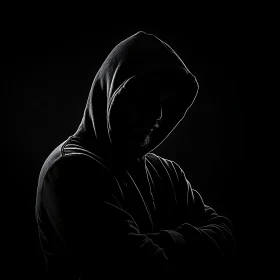 Dark Silhouette of Man in Hoodie