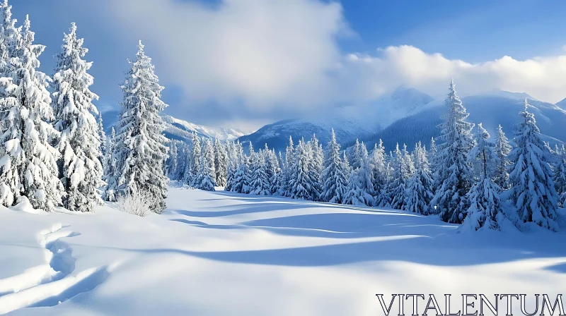 Winter Forest Under Fresh Snow AI Image