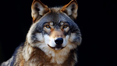 Close-Up of a Wild Wolf's Face