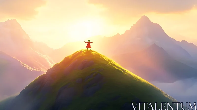 AI ART Mountain Top Sunrise