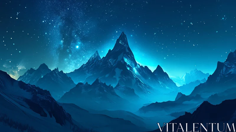 AI ART Celestial Mountain Night